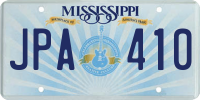 MS license plate JPA410