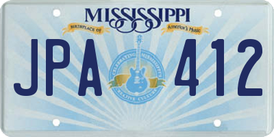 MS license plate JPA412