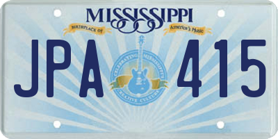 MS license plate JPA415