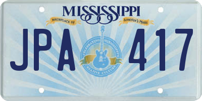 MS license plate JPA417