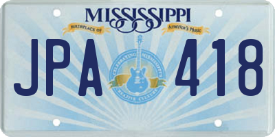 MS license plate JPA418