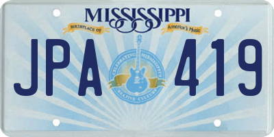 MS license plate JPA419