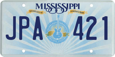MS license plate JPA421