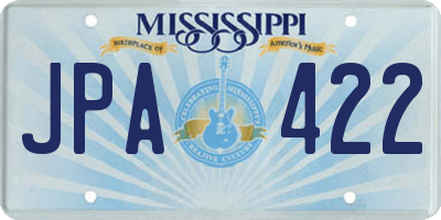 MS license plate JPA422