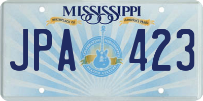 MS license plate JPA423