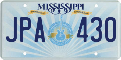 MS license plate JPA430