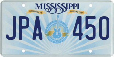 MS license plate JPA450