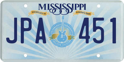 MS license plate JPA451