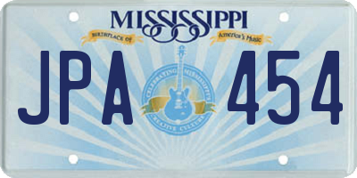 MS license plate JPA454