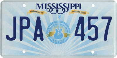 MS license plate JPA457