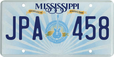 MS license plate JPA458