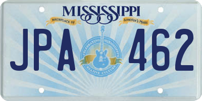MS license plate JPA462