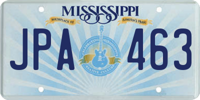 MS license plate JPA463