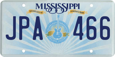 MS license plate JPA466