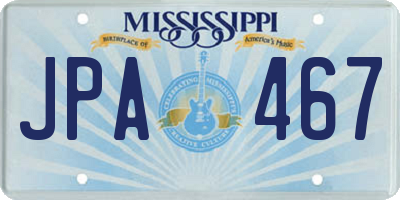 MS license plate JPA467