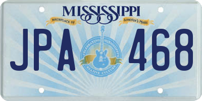 MS license plate JPA468