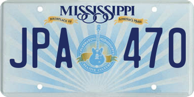 MS license plate JPA470