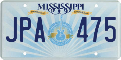 MS license plate JPA475