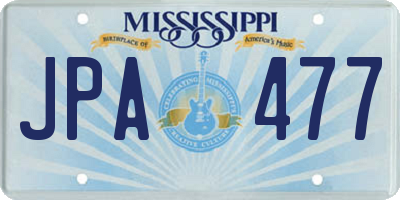 MS license plate JPA477