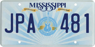 MS license plate JPA481