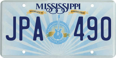 MS license plate JPA490