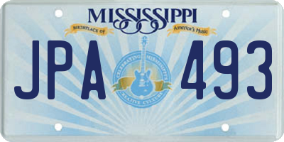 MS license plate JPA493