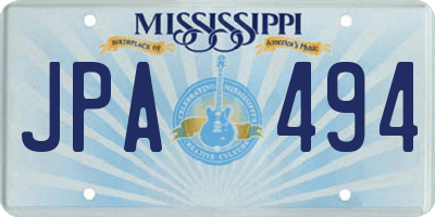 MS license plate JPA494