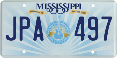 MS license plate JPA497