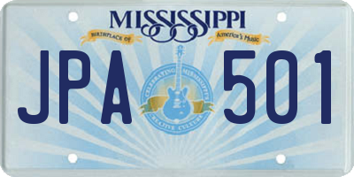 MS license plate JPA501