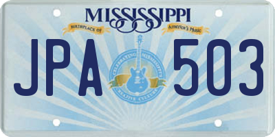 MS license plate JPA503