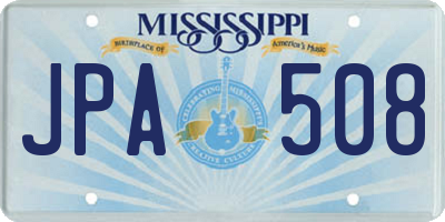 MS license plate JPA508