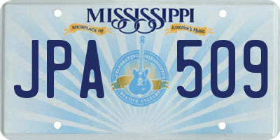 MS license plate JPA509