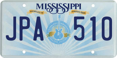 MS license plate JPA510
