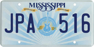 MS license plate JPA516