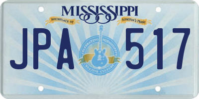 MS license plate JPA517