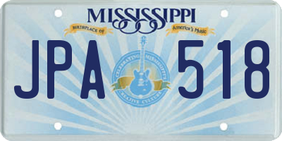 MS license plate JPA518