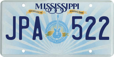 MS license plate JPA522