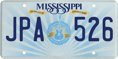 MS license plate JPA526