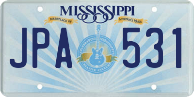 MS license plate JPA531