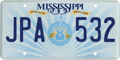 MS license plate JPA532