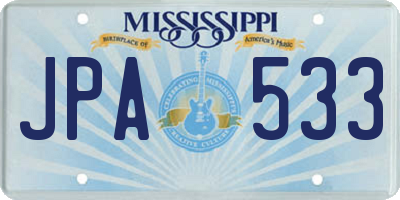 MS license plate JPA533