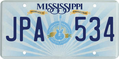 MS license plate JPA534