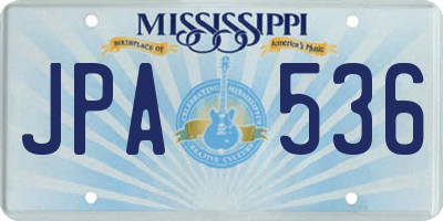 MS license plate JPA536