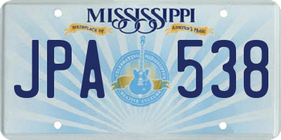 MS license plate JPA538