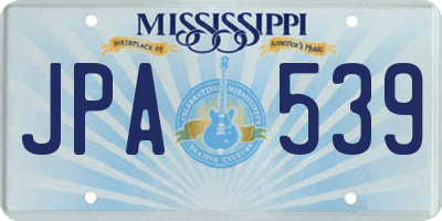 MS license plate JPA539