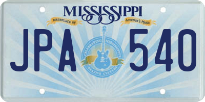 MS license plate JPA540