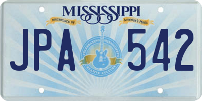 MS license plate JPA542
