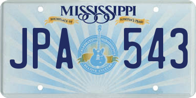 MS license plate JPA543