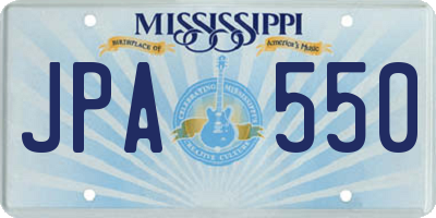 MS license plate JPA550