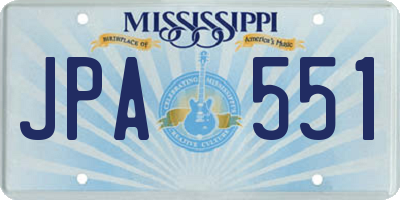 MS license plate JPA551